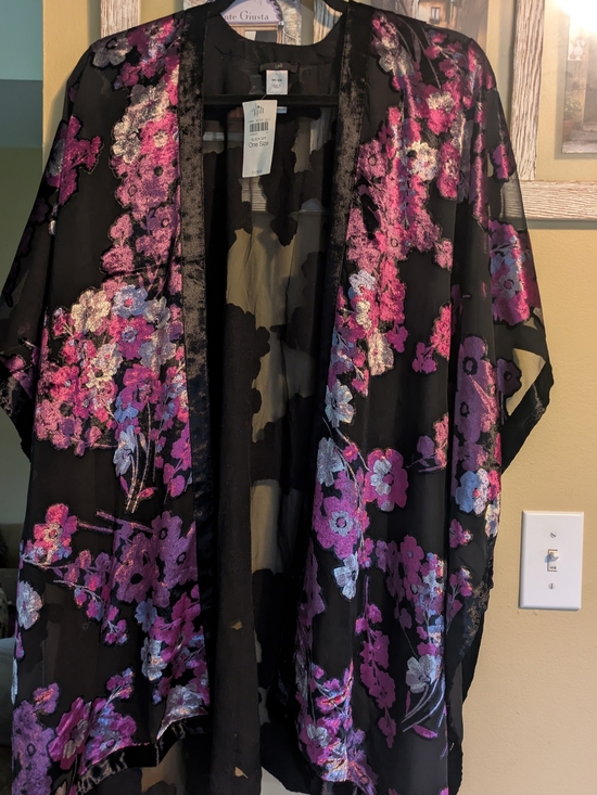 J. Jill Other - J.Jill Floral Ruana in Black & Pink/Plum NWT